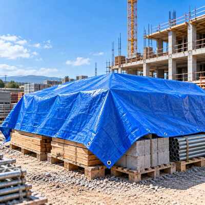Double Laminated 150gsm Woven Tarpaulin Sheet  For Construction Material Cover