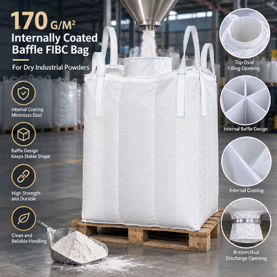 buy 170 G/M² Internally Coated Baffle FIBC Bag For Dry Industrial Powders online manufacture
