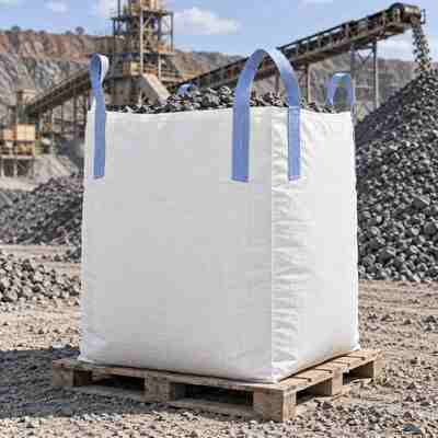 কেনা 1200 কেজি 4 লুপ খনিজ FIBC বাল্ক ব্যাগ 180 গ্রাম / এম 2 রেল প্যাকেজিং জন্য uncoated কাপড় সঙ্গে online manufacture